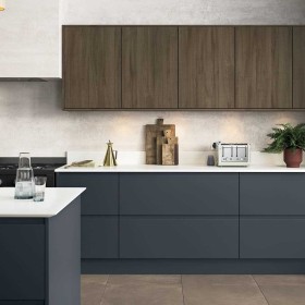 High End Modern Wooden Dark Grey Kitchen Display Cabinet