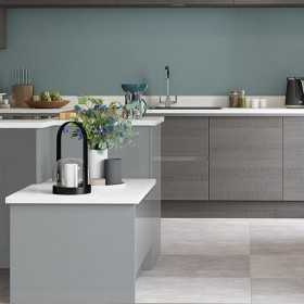 High End Modern Grey Wooden Kitchen Cabinet